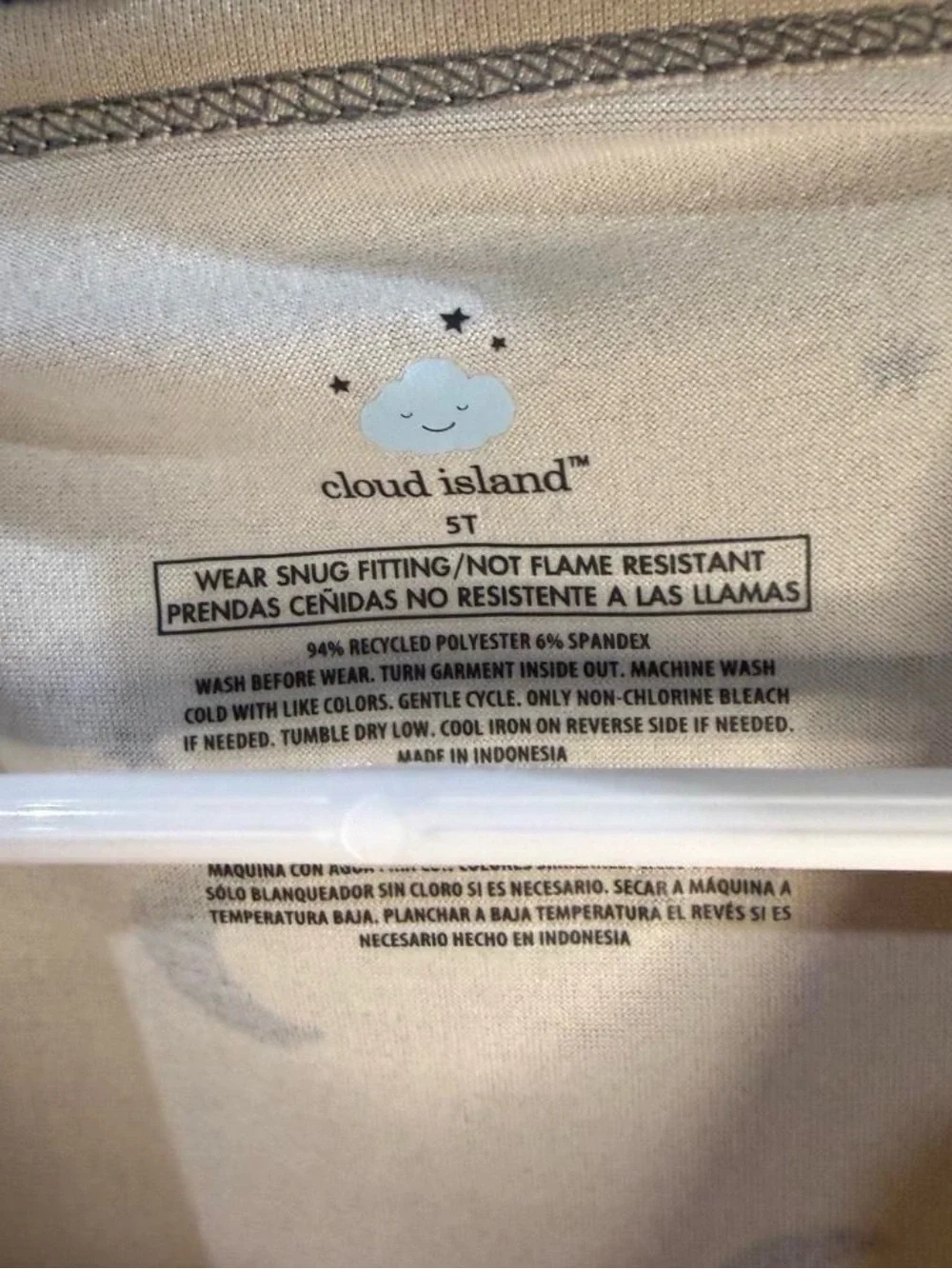 Cloud island Moon Print Beige Kids Zip-Front One-Piece Pajamas 5t
